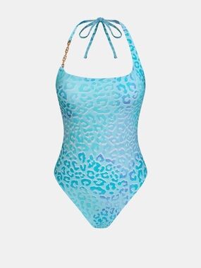 Cupshe Aqua Leopard Halter One-Piece Swimsuit